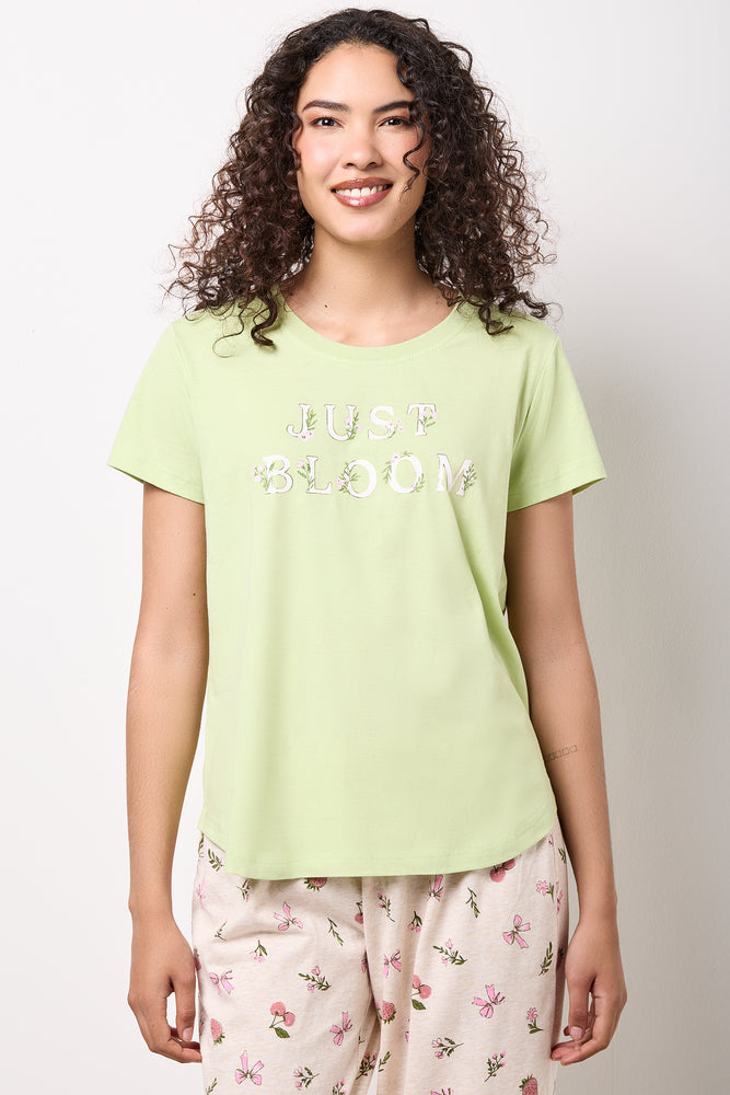 Green Bloom Print Capri Pyjamas
