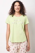 Green Bloom Print Capri Pyjamas