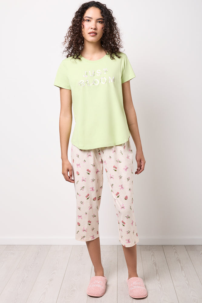 Green Bloom Print Capri Pyjamas (4)