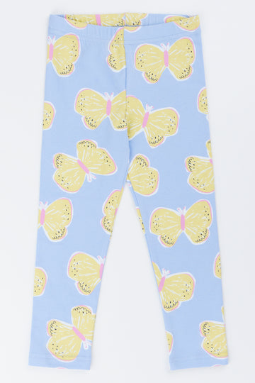 Blue Butterfly Print Leggings