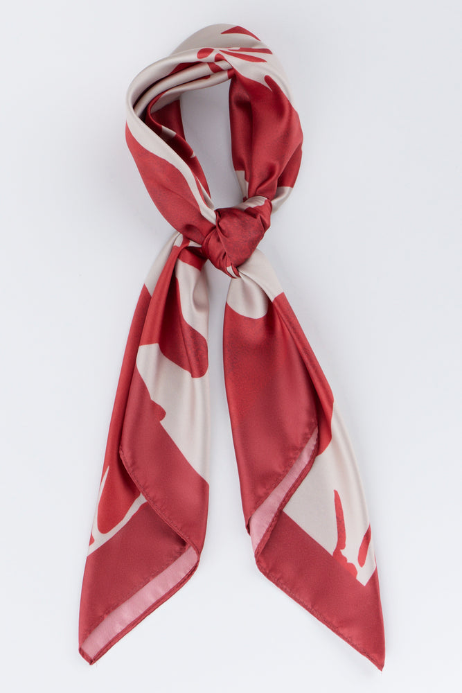 Red And Cream Satin Scarf