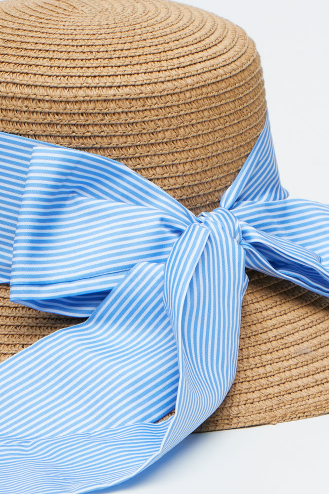 Straw Hat With Blue Ribbon (1)