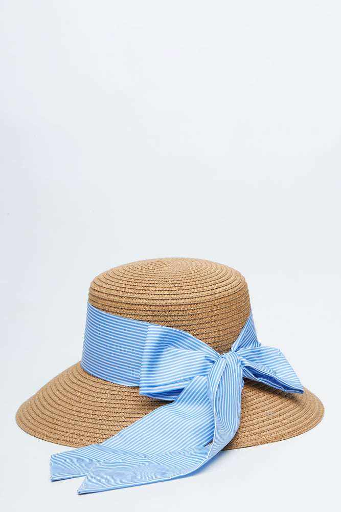 Straw Hat With Blue Ribbon (2)