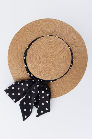 Polka Dot Straw Sun Hat