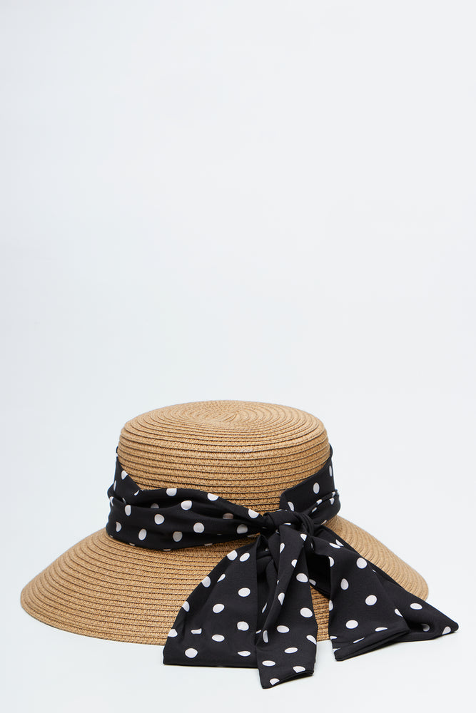 Polka Dot Straw Sun Hat (2)