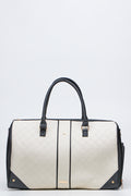 Cream and Black Geometric Tote