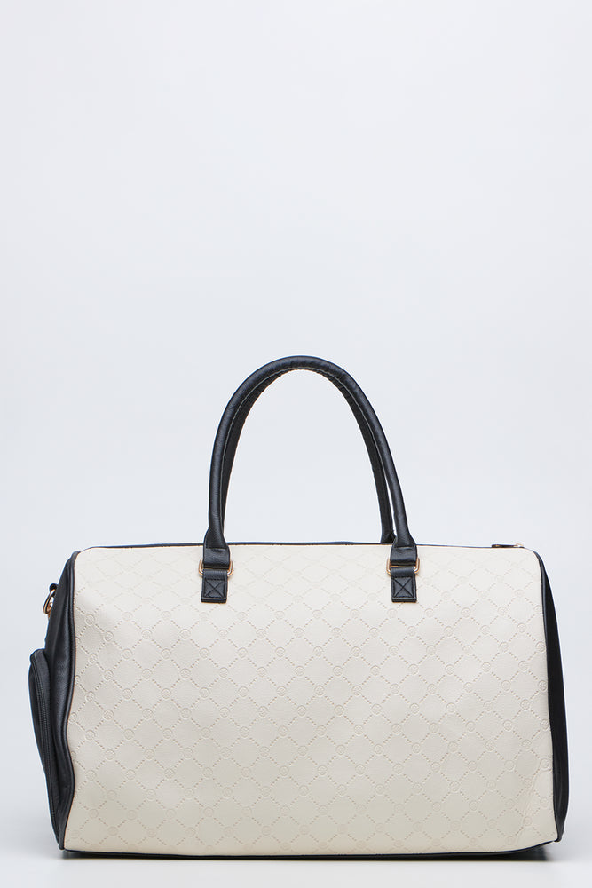 Cream and Black Geometric Tote (1)
