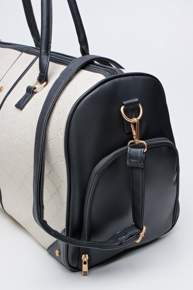 Cream and Black Geometric Tote (3)