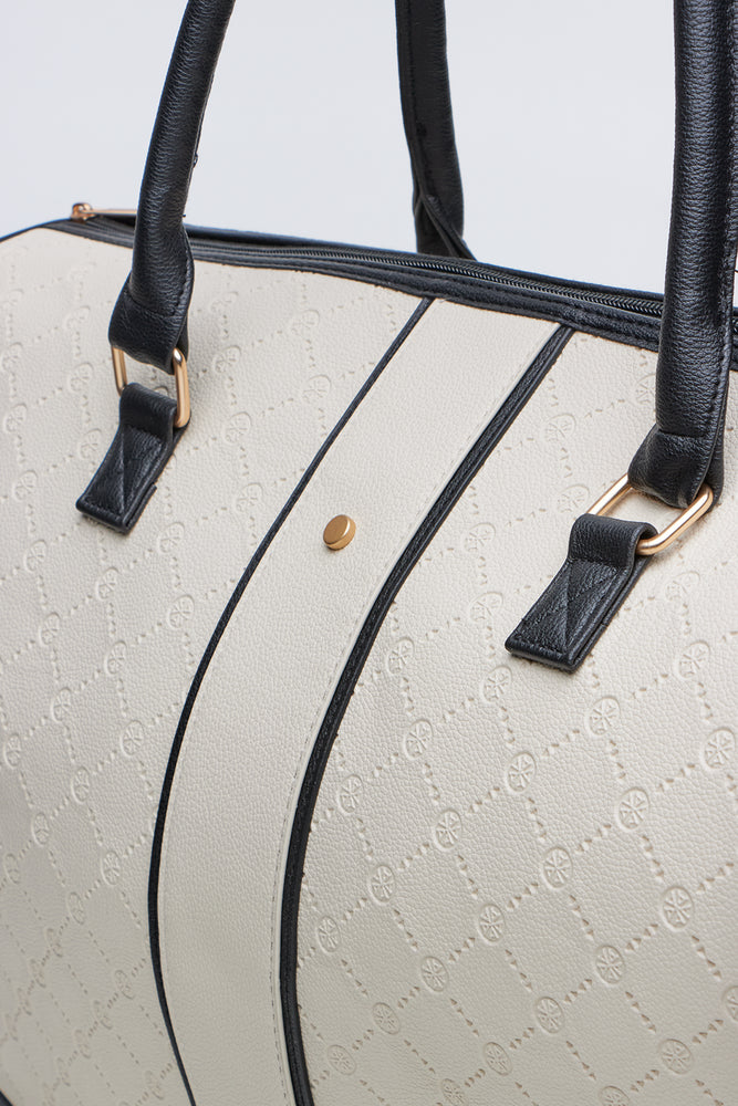 Cream and Black Geometric Tote (4)