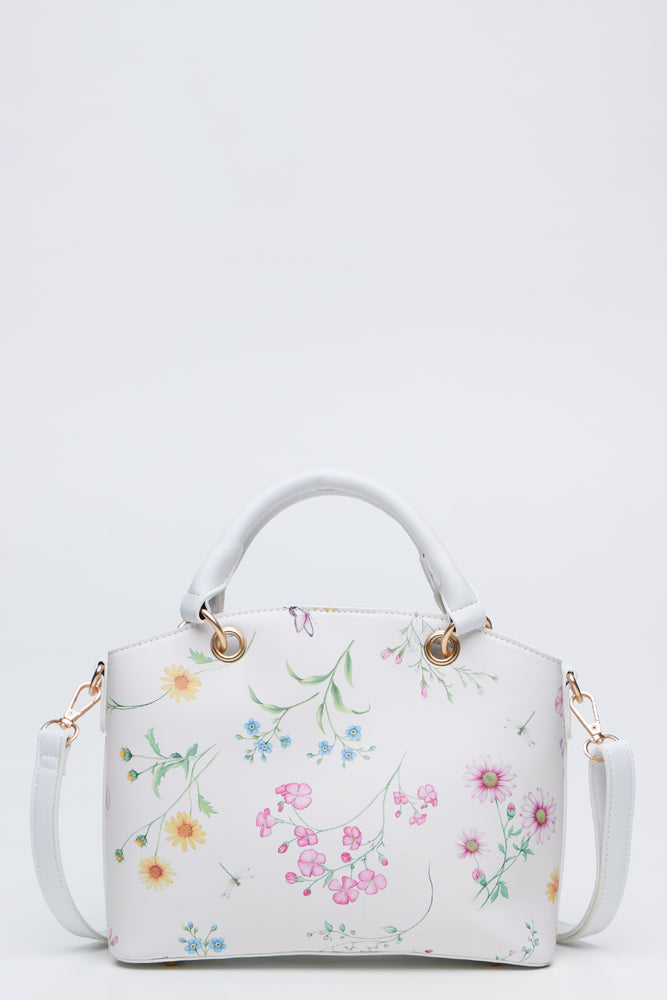 Floral Print Handbag With Tassel (1)