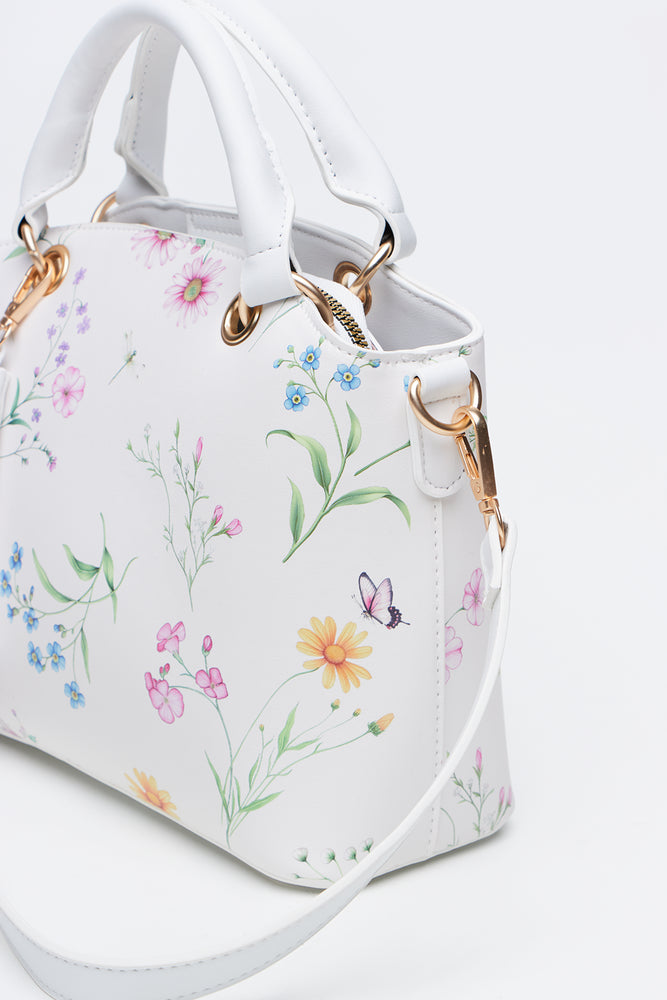 Floral Print Handbag With Tassel (3)