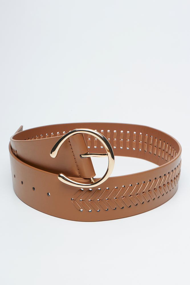 Tan Braided Detail Waist Belt (1)