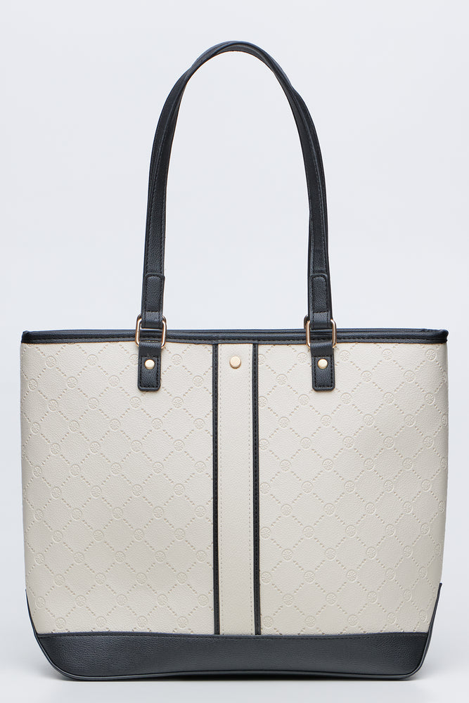 Embossed Colourblock Tote Bag
