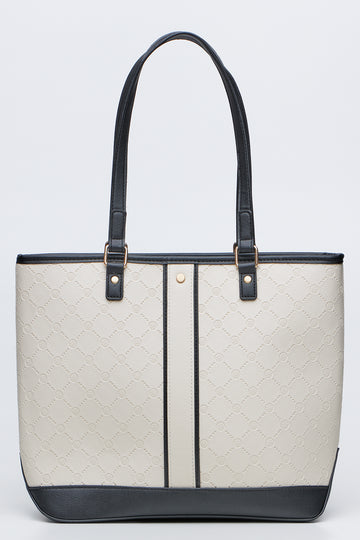 Embossed Colourblock Tote Bag