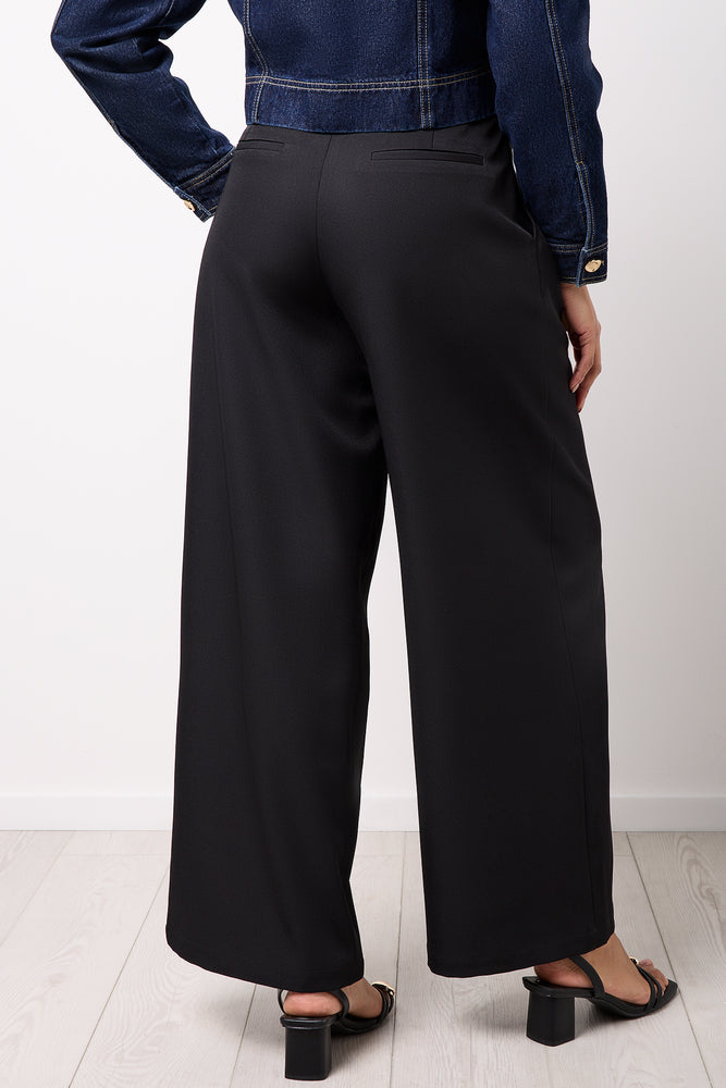 Black Wide Leg Twill Pants (2)