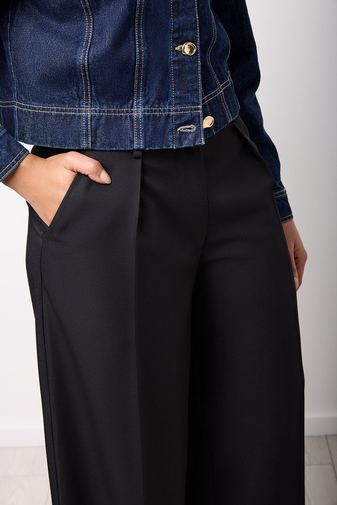 Black Wide Leg Twill Pants (3)