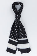 Black Spotted Stripe Print Scarf