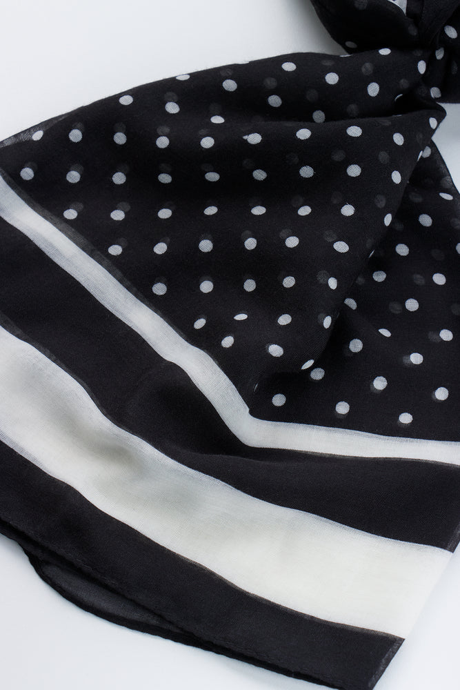 Black Spotted Stripe Print Scarf (1)