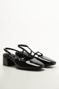 Black Patent Block Heels