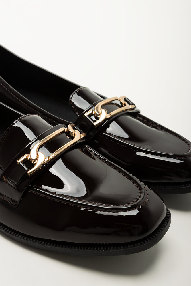 Black Patent Gold Trim Loafers (2)