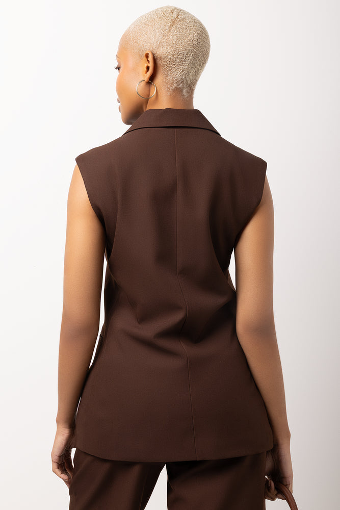 Brown Sleeveless Twill Waistcoat (2)