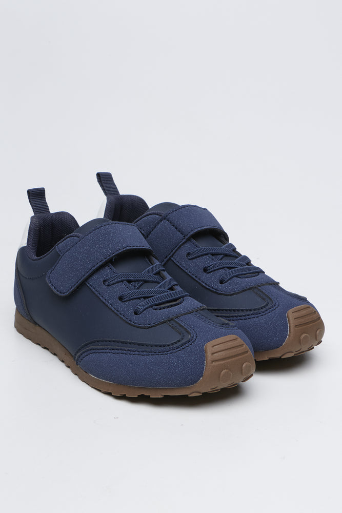 Navy Wide Fit Trainers