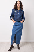 Maxi Denim Skirt Front Slit