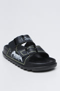 Batman Double Buckle Black Slides