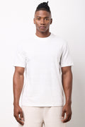 White Textured Crew Neck T-Shirt