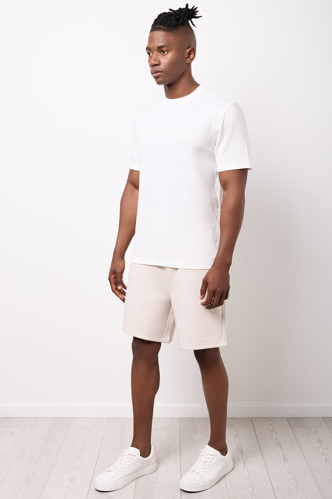 White Textured Crew Neck T-Shirt (1)