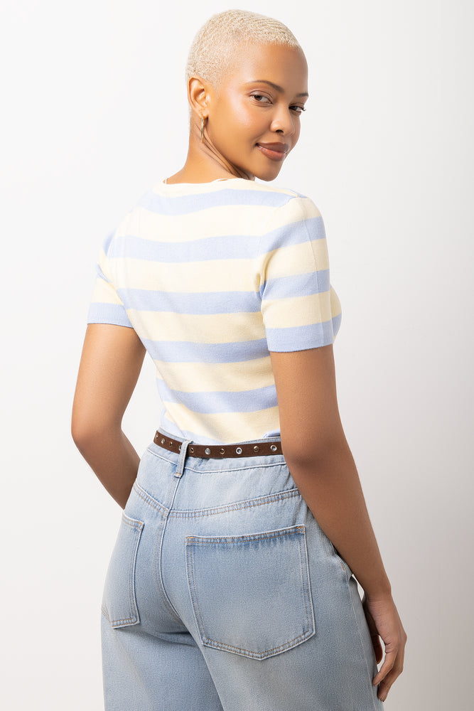 Yellow And Blue Stripe T-Shirt (2)