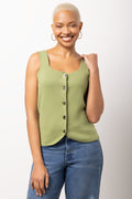Green Sleeveless Square Neck Knitwear Vest