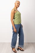 Green Sleeveless Square Neck Knitwear Vest (1)