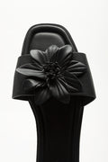 Black Floral Detail Mule Sandals (4)