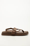 Chocolate Brown T Bar Buckle Mule (1)
