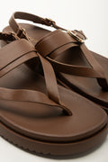 Chocolate Brown T Bar Buckle Mule (2)