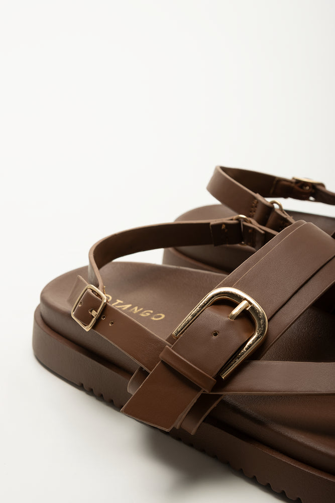Chocolate Brown T Bar Buckle Mule (3)