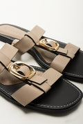 Tan T-Bar Buckle Mule Sandals (2)