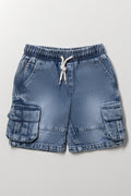Mid Blue Denim Cargo Shorts