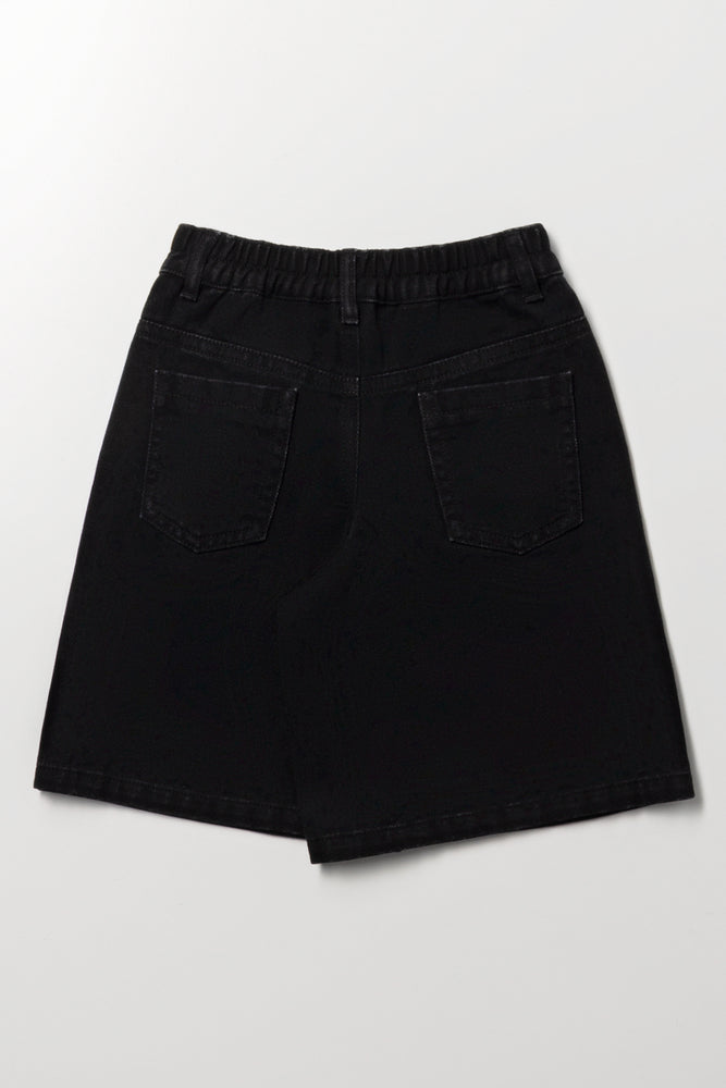 Black Denim Jort With Charm (2)