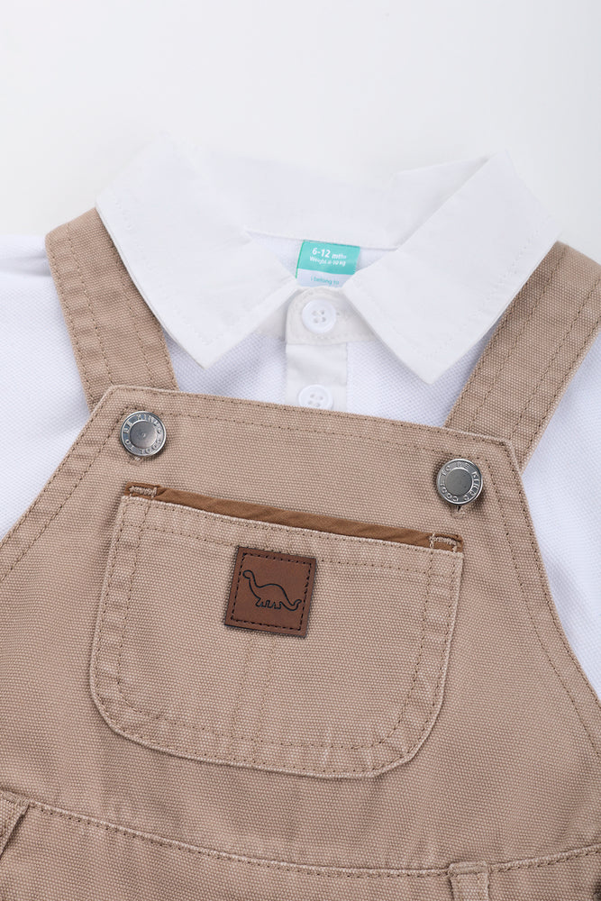 Stone Woven Dungaree And Shirt (1)