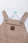 Stone Woven Dungaree And Shirt (1)