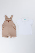Stone Woven Dungaree And Shirt (2)