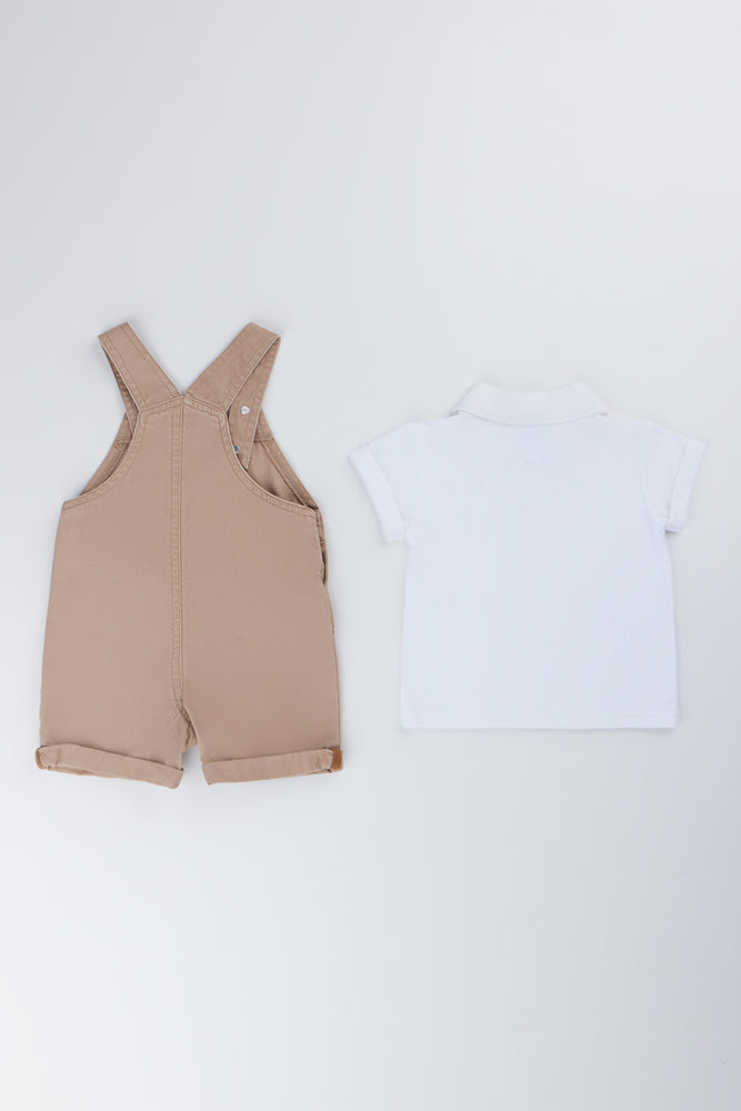 Stone Woven Dungaree And Shirt (3)