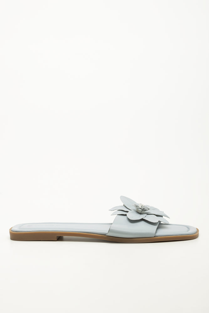 Light Blue Floral Mule Sandals (1)