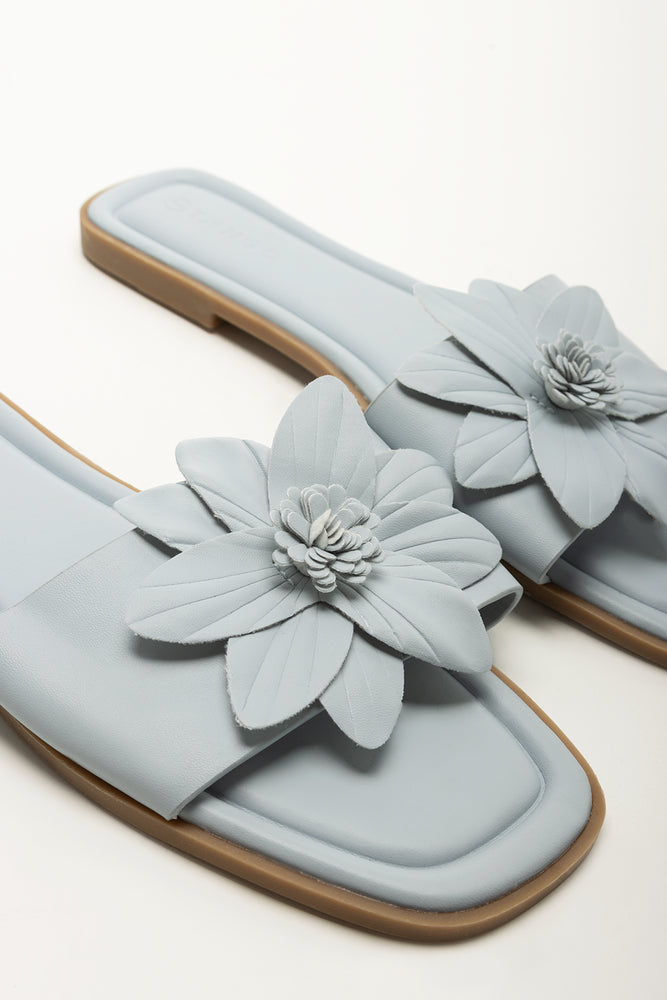 Light Blue Floral Mule Sandals (2)