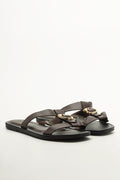 Brown Buckle Detail Thong Sandals