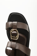 Brown Buckle Detail Thong Sandals (4)