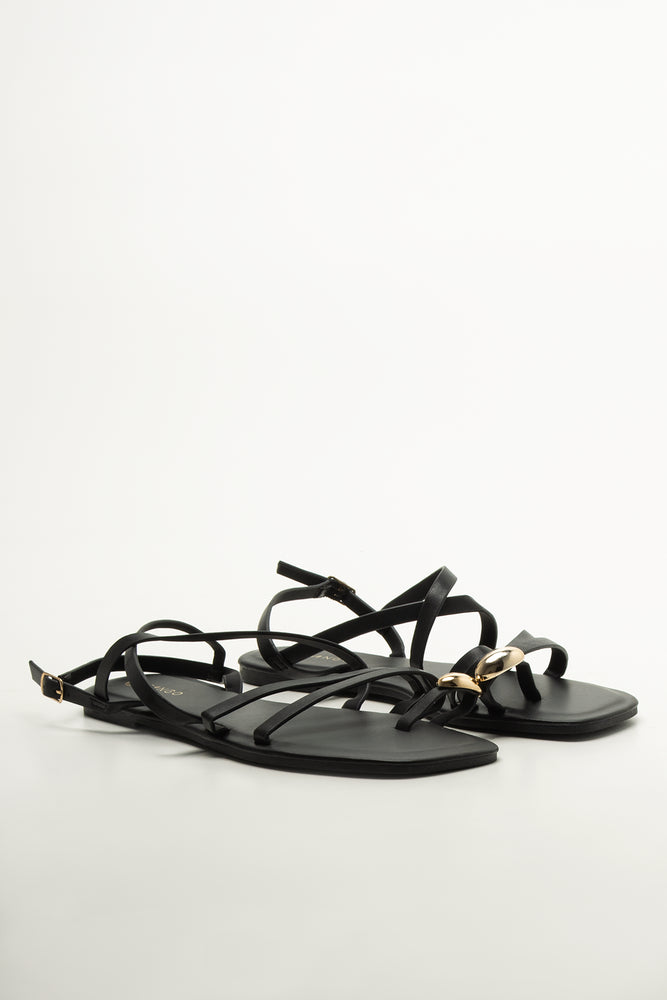 Black Tonal Loop Sandals