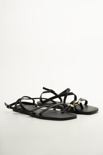 Black Tonal Loop Sandals